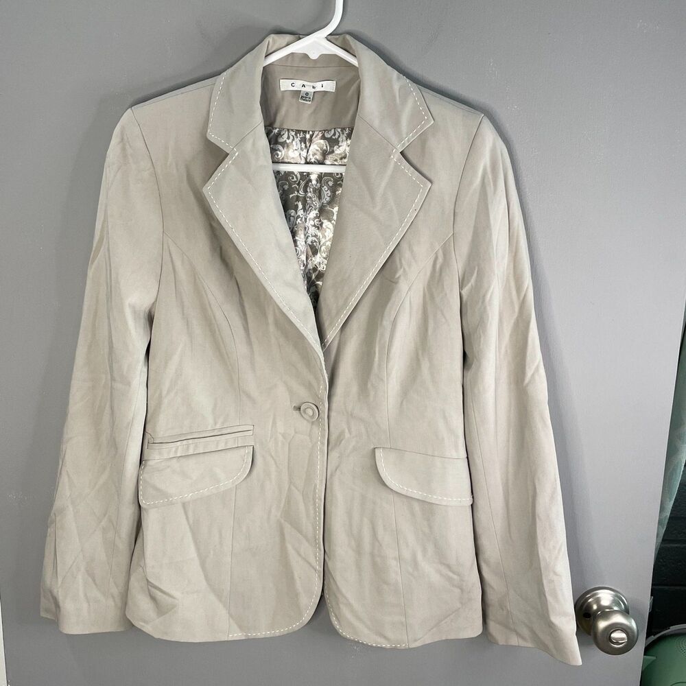 Cabi Womens 0 Single Button Double Pocket Lined Jacket Blazer